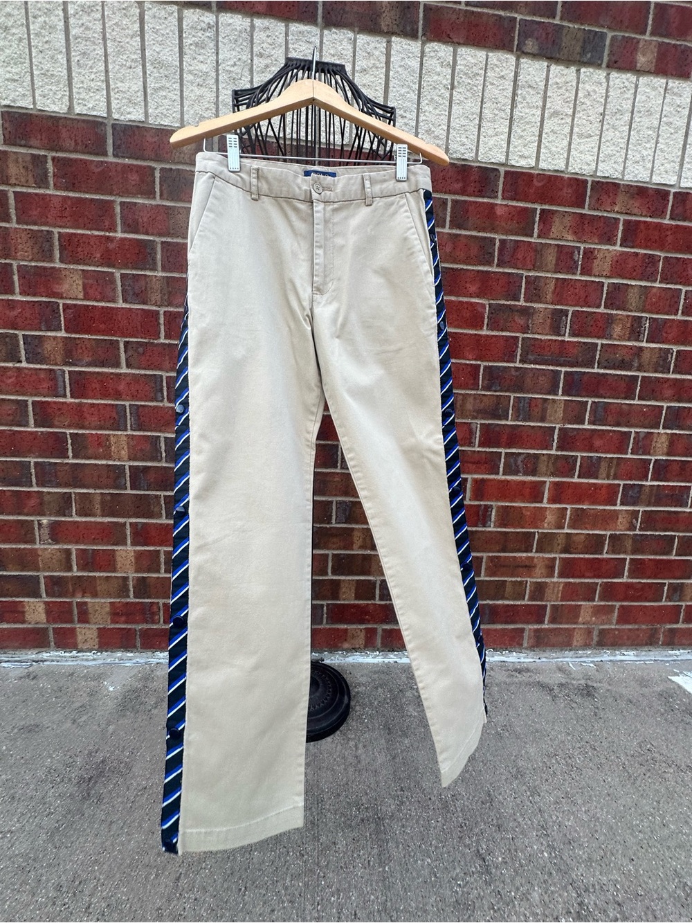 Polo Ralph Lauren Boys 18 Khaki Side Stripe Snap Pony Logo Chino Preppy Academia